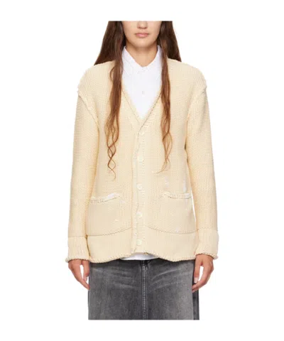 R13 Crimped Knitted Cardigan In Nude