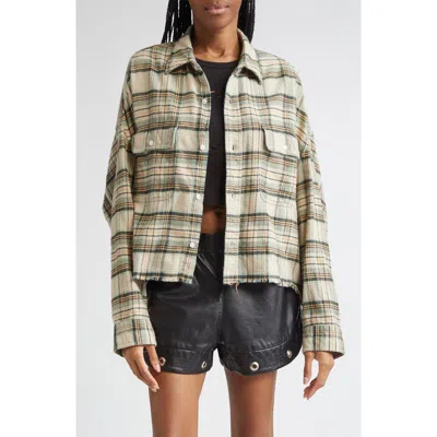 R13 Crop Plaid Flannel Button-up Shirt In Multi