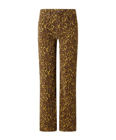 R13 Cropped Animal-print Flared Jeans In Brown