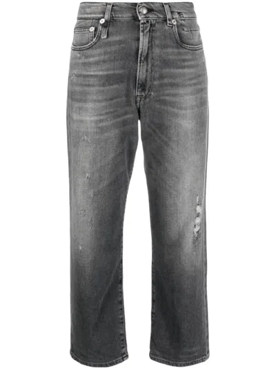 R13 Cropped Boyfriend Jeans In Grey