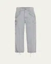 R13 Cropped Cargo Pants In Faded Steel Blue Canvas