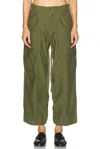 R13 Khaki Cropped Cargo Trousers In Vintage Olive Drab