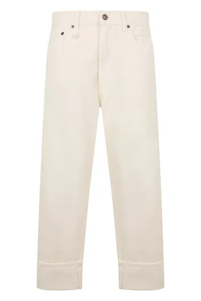 R13 Cropped Cotton Jeans In Cream
