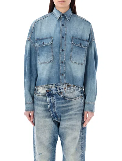 R13 Cropped Denim Shirt In Multi