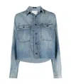 R13 Cropped Denim Shirt In Gray