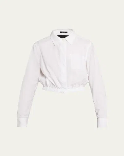 R13 Cropped Long-sleeve Boxy Shirt In White