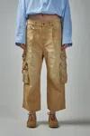 R13 Cropped Multipocket Cargo In Brown
