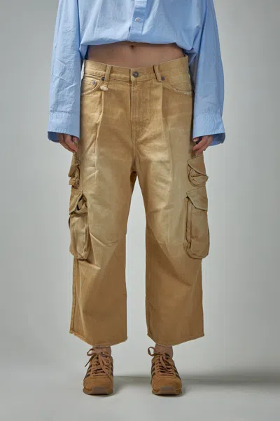 R13 Cropped Multipocket Cargo In Brown
