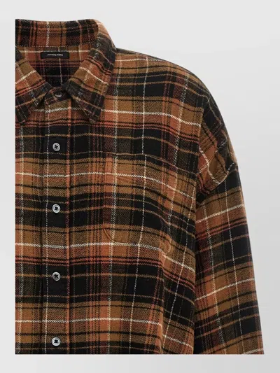 R13 Cropped Plaid Shirt Jacket Raw Hem In Multi