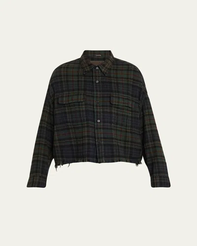 R13 Cropped Plaid Work Shirt In Multi