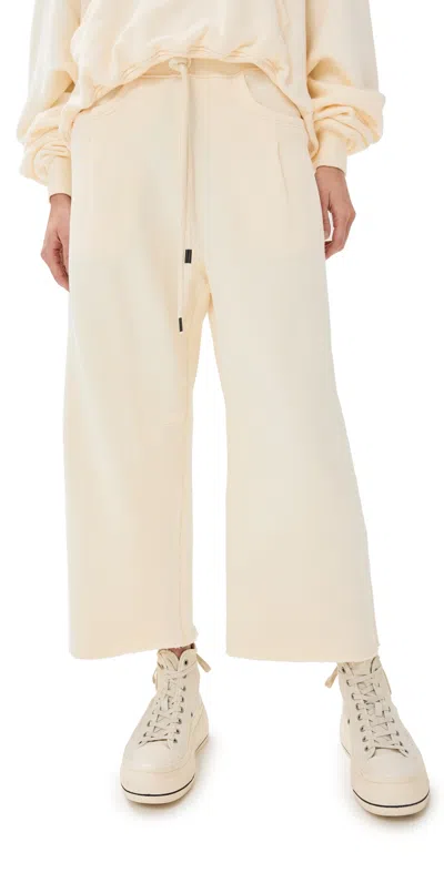 R13 Cropped Pleated Sweatpants Natural