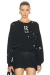 R13 Oversize Paint Splatter Logo Graphic Sweatshirt In Acid Black & Paint Splatter
