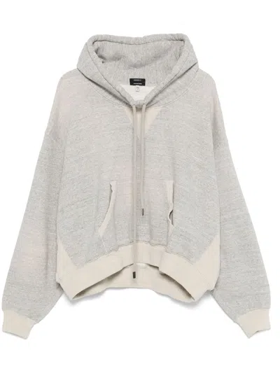 R13 Cropped Sweatshirt In 001bh Heather Grey W/oatmeal