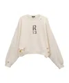 R13 Cropped Sweatshirt In White