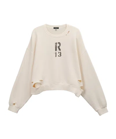 R13 Cropped Sweatshirt In White
