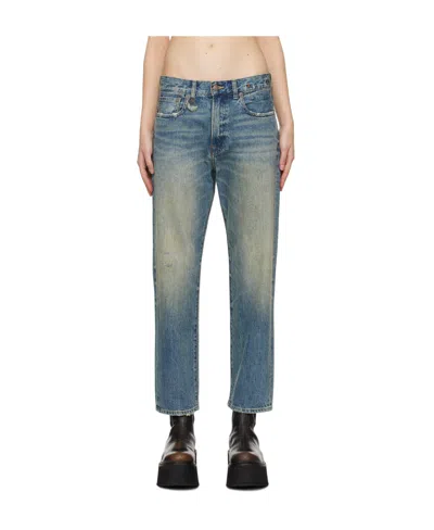 R13 Cropped Wide-leg Jeans In Blue