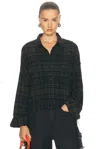 R13 Plaid Crop Button-up Work Shirt In Multi