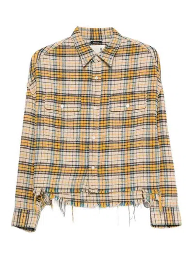 R13 Cropped Work Shirt In Yellow