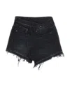 R13 Crossover Asymmetric Distressed Denim Shorts In Black