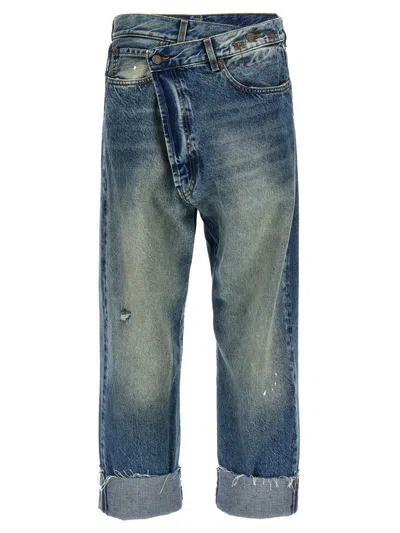 R13 Crossover Cotton Denim Jeans In Blue
