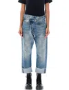 R13 Crossover Cuffed Jeans In Blue