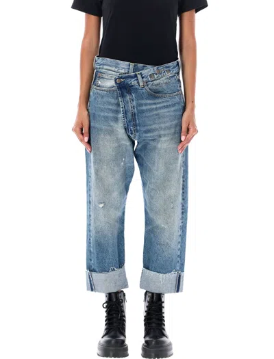 R13 Crossover Cuffed Jeans In Blue