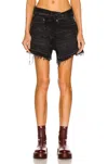 R13 Cross Over Short In Jake Black In Multi