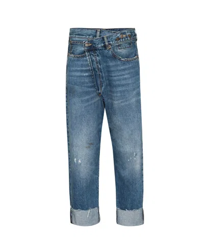 R13 CROSSED ASYMMETRICAL HIGH-WAIST STRAIGHT JEANS