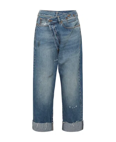 R13 Crossover Asymmetrical Vintage High-rise Wide-leg Jeans In Multi