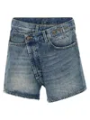 R13 Crossover Distressed Denim Shorts