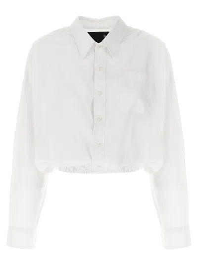 R13 Cropped Crossover Shirt Long Sleeves Collar In Animal Print