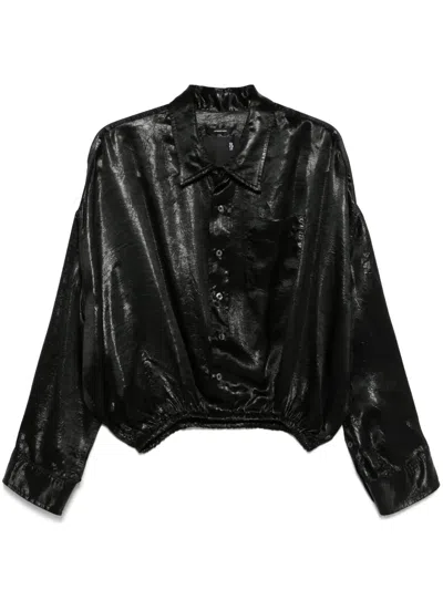 R13 Crossover Bubble Shirt In Black