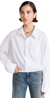 R13 White Crossover Bubble Shirt In White