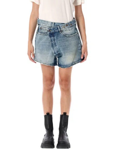 R13 Crossover Denim Short In Blue