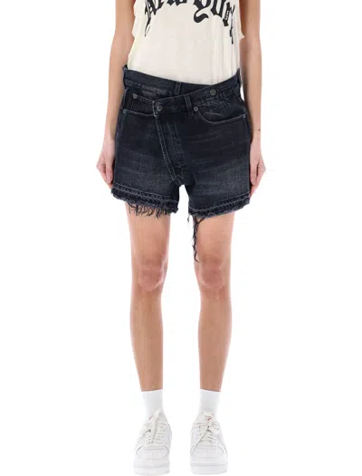 R13 Crossover Denim Shorts In Black