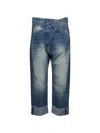 R13 Crossover Frayed Jeans In Blue