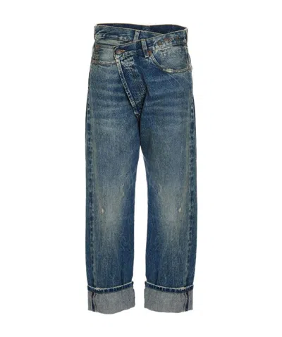 R13 R13 HIGH WAISTED CROSSOVER JEANS