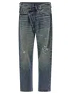 R13 Crossover Distressed Jeans In Blue