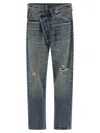 R13 Crossover Distressed Jeans In Blue