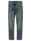 R13 Crossover Distressed Jeans In Blue