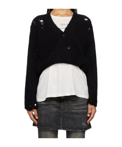 R13 Crossover Knitted Cardigan In Black