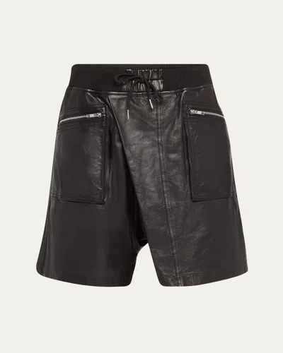 R13 Crossover Leather Shorts In Black