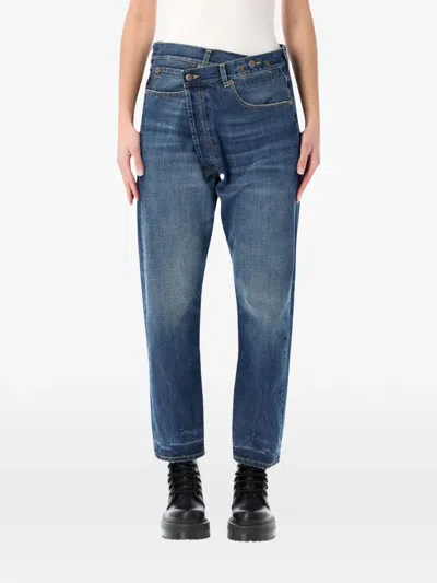 R13 Asymmetrical High-rise Jeans With Distinctive Design In Blue