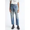 R13 Crossover Ripped Knee Straight Leg Jeans In Blue