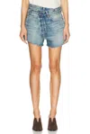 R13 Crossover Distressed Denim Shorts In Bain Blue