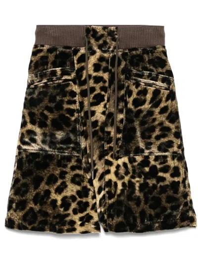 R13 Crossover Shorts In Leopard Velvet