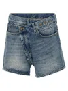 R13 Crossover Distressed Denim Shorts In Blue