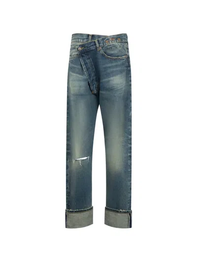 R13 Cuffed Crossover Jean X Straight-leg Jeans In Animal Print