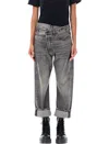 R13 Crossover Waist Denim Jeans In Gray