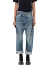 R13 Crossover Waist Distressed Jeans In Blue